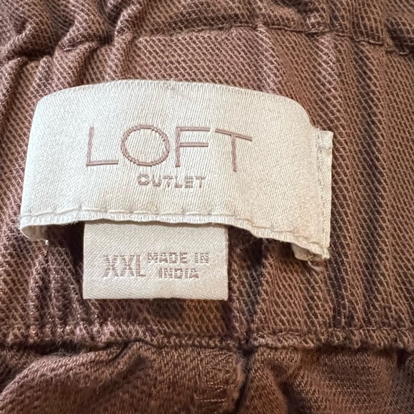 Loft Brown Pull-On Elastic Waist Tapered Leg Paperbag  Pants Brown Size XXL - Picture 4 of 6